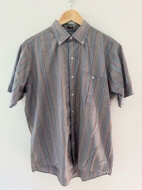 Vintage Striped Button Down Short Sleeve Shirt